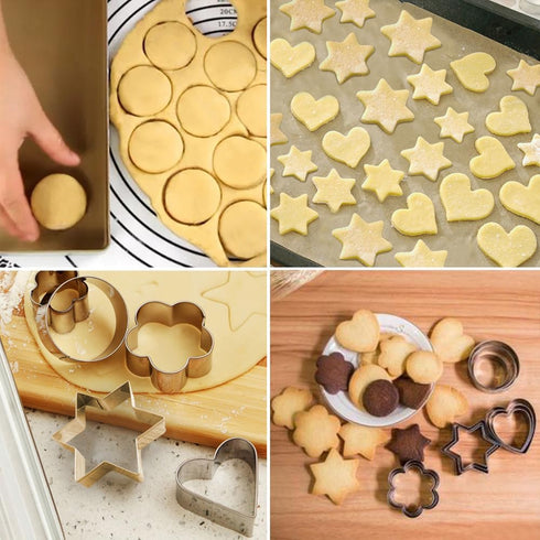 Metal Cookie Cutters Set - Star Cookie Cutter Stainless Steel Round Biscuit Cutter Heart Small Star Cookie Cutters Mini Flower Molds Cutter for Ba...