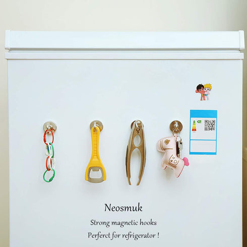 Neosmuk Magnetic Hooks Heavy Duty,Strong Magnet with Hook for Fridge, Super Neodymium Extra Strength Industrial Hooks for Hanging, Magnetic Hanger...