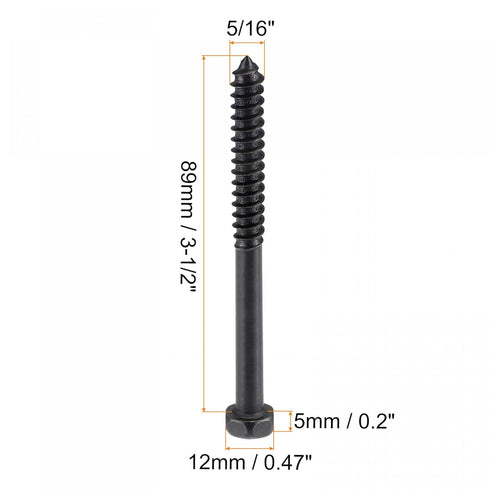 uxcell Hex Lag Screws 5/16" x 3-1/2" Carbon Steel Phillips Head Half Thread Self-Tapping Bolts for Deck Building or Joining Lumber 5pcs...