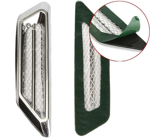 TuTuYa Car Side Mesh Vent, Universal Car Air Flow Chrome Fender Side Vent Decor Sticker Accessories,1 Pair...