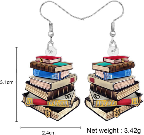 BONSNY Dangle Novelty Funny Teacher Book Pencil Earrings Acrylic Back to School Jewelry For Women Gifts Charms...