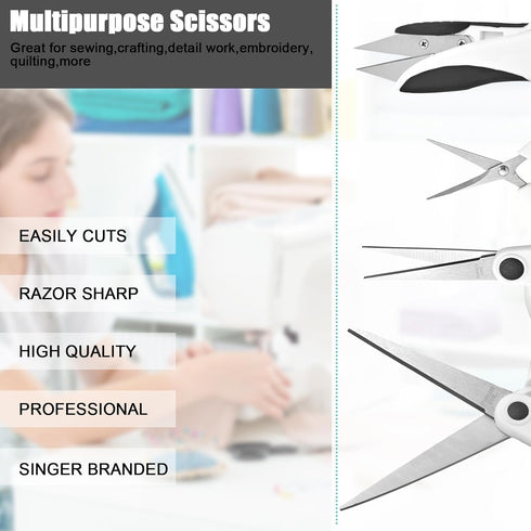 Tailor Sewing Scissors Bundle, 8.2" Sharp Fabric Scissors Heavy Duty with Comfort Grip, 5.1" Detail Embroidery Scissors, 4”Embroidery Scissors, 5....
