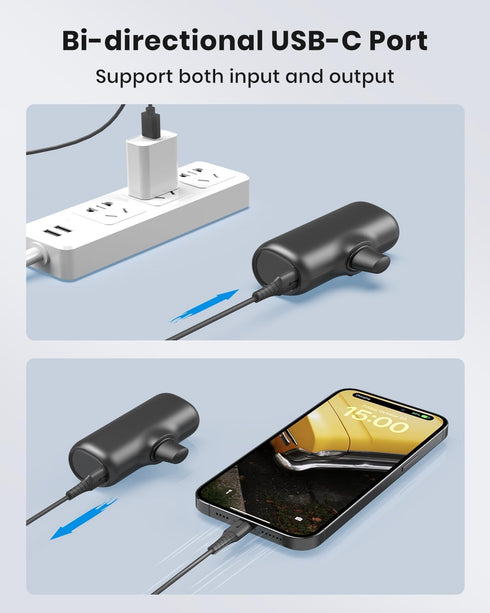 SOARAISE Small Portable Charger with Built-in USB Connector, 5000mAh Ultra-Compact Power Bank Mini External Battery Pack for iPhone 14/Pro/Pro Max...