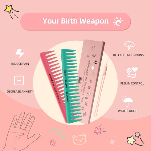 2pcs Labour/Birthing Comb for Labor Contraction and Delivery, Natural Pain Relief, Doula Tool for Pain Management and Anxiety for Pregnancy Women...