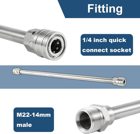 Pressure Washer Extension Wand Set Upgraded, Replacement Lance for Power Washer, M22 to 1/4 Inch Quick Connect, Stainless Steel, 2 Pack, Each 17 I...