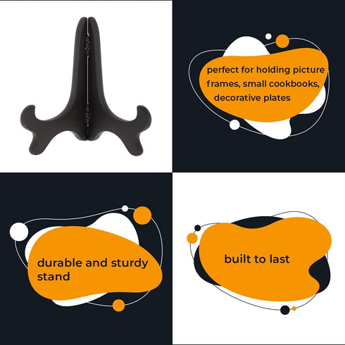 Stand for Collectible Plate - Pack of 3 - Black Easel Stand - Decoration Easels for Antique Plates - Display Holder - 4.9"...