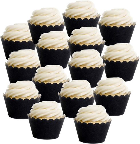 Dress My Cupcake Standard Reusable Glitter Black Cupcake Wrappers, Set of 50 Black Cupcake Liners...