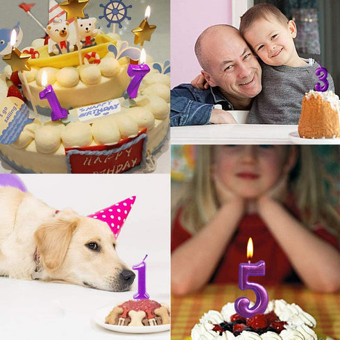 2nd Birthday Candle Two Years Purple Happy Birthday Number 2 Candles for Cake Topper Decoration for Party Kids Adults Numeral 20 23 12 26 29 21 27...