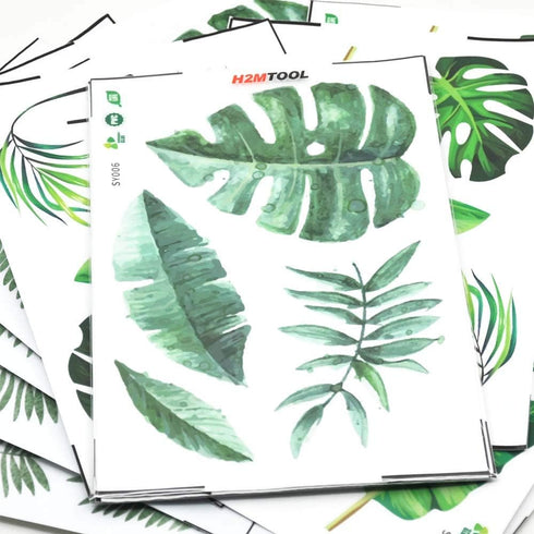 Leaf Wall Decals, H2MTOOL 64 PCS Removable Tropical Plants Tree Leaves Stickers for Kids Nursery Room Decor...