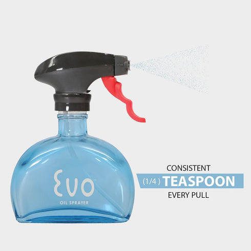 Evo Glass Oil Sprayer, Non-Aerosol for Olive Oil, Cooking Oils, and Vinegars, Blue, 6-Ounce Capacity...