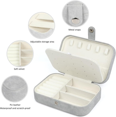 Travel Jewelry Box,Small Jewelry Organizer Boxes for Women Girls, 2 Layer Travel Jewlery Case, PU Leather Mini Portable Jewerly Storage Display Ho...
