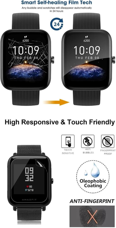 5Pcs Hydrogel Screen Protector for Amazfit Band 7 1.47" Smartwatch Soft HD Clear TPU Film Touch Sensitive, Self-Healing, Anti-Scratch, Ultra-Thin,...