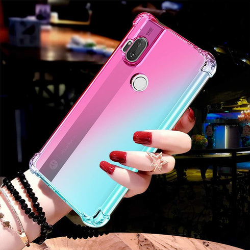 for Motorola One Hyper Case, Clear Cute Gradient Slim Anti Scratch Flexible TPU Cover Shockproof Phone Protective Case for Motorola Moto One Hyper...