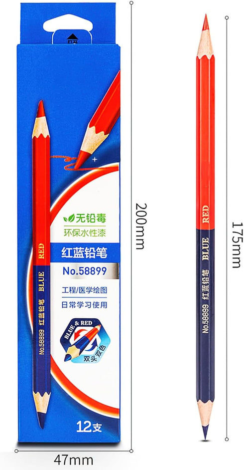 Precision Marking Pencils for Detailed Work (Wooden Pole Red and Blue Dual Color)...