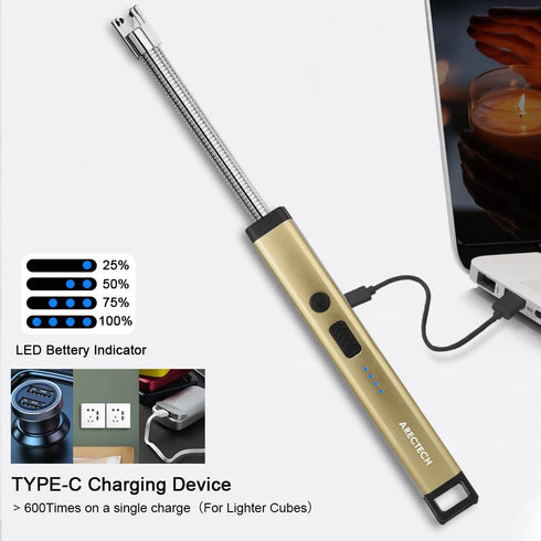 ARECTECH Lighter Candle Lighter Electric Lighter Rechargeable USB Arc Lighters for Candle Camping Cooking Fireworks Christmas Birthday Gifts with ...