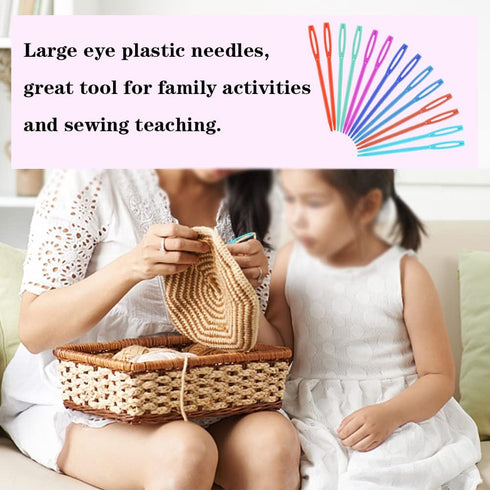 50PCS Plastic Sewing Needles, Large Eye Plastic Yarn Needles for Kids, 7cm/2.76inch Plastic Needles for Yarn and Craft Plastic Embroidery Needle f...