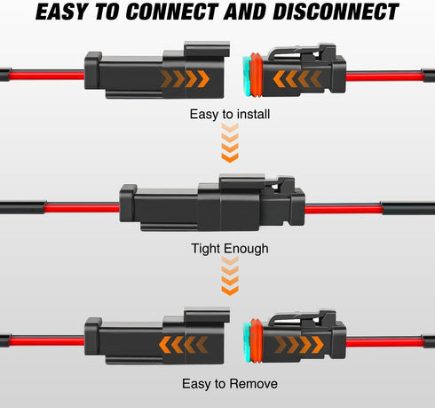Nilight 2 Pin DT Connectors 16AWG 6 Kits Male and Female Electrical Connector Waterproof Plug and Play w/Heat Shrink Butt Terminals for Automotive...