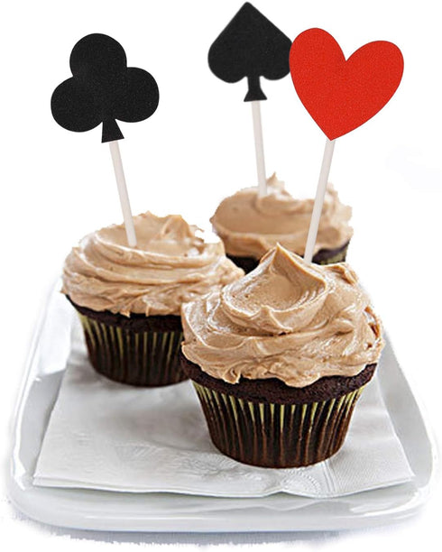 36 Pcs Glitter Casino Night Poker Theme Cupcake Toppers Las Vegas Party Cake Picks Food Decoration...