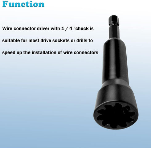 Wire Twisting Spinner,Spin-Twist Wire Connector Socket,Wire twist tool with 1/4" Chuck(Black)...