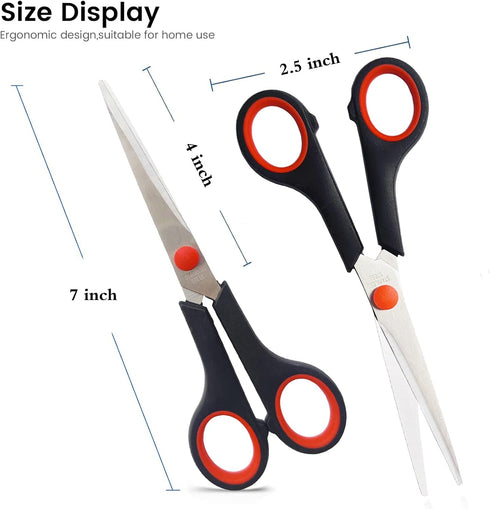 Scissors all Purpose Office Student Scissors 7 Inch Ultra Sharp Shears Comfort-Grip Handles Household Scissors Bulk Sturdy Sharp Craft Supplies - ...