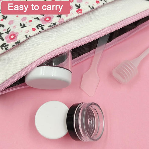 18 Pcs Makeup Travel Containers with Lids 3/5/10/15/ 20 Gram Size Cosmetic Jars with 4 Pcs Mini Spatulas and Dropper, Round Clear Wide-mouth Leak ...