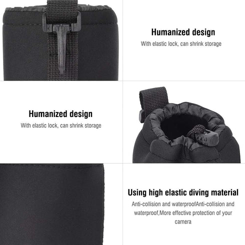 4PCS S M L XL Camera Lens Storage Bag,Portable Neoprene Black Elastic Shock Absorption DSLR Camera Lens Cover Storage Bag,4 Size Lens Pouch Set...