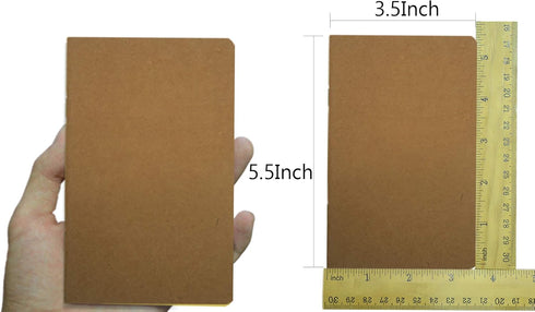 Yansanido 12 Pcs 5.5 Inch x 3.5 Inch Brown Cover Pocket Notebook 32 Sheets (64 Pages) Blank Pages 70 Gsm Paper (Brown, Blank)...