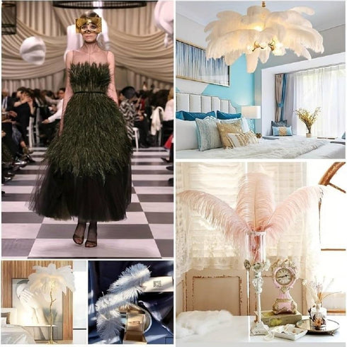 10pcs Natural Ostrich Feather Craft Plume for Wedding Centerpieces Home Decoration (14-16inch, Black)...