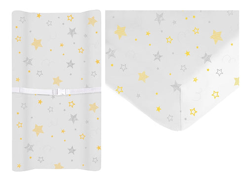 American Baby Company Crib Bedding Bundle Set, a 100% Cotton Fitted Standard Crib Sheet and a Fitted Contoured Changing Table Pad Cover, Golden Ye...