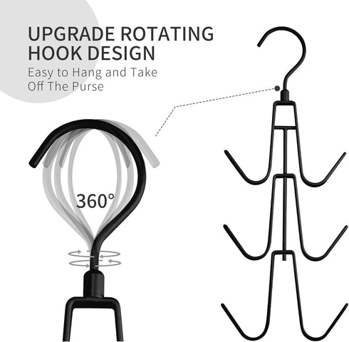 Rotatable Metal Purse Hanger, 6 Storage Capacity, Black...