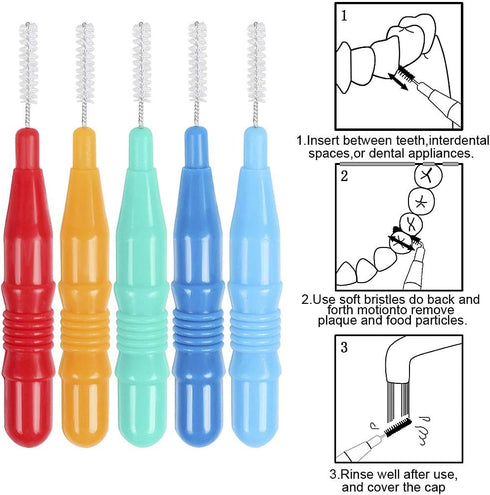 ewinever 50 Count Interdental Brush,Toothpicks Tooth Flossing Head Oral Dental Hygiene Brush,Teeth Cleaner Dental Floss Stick Tooth Cleaning Tool ...