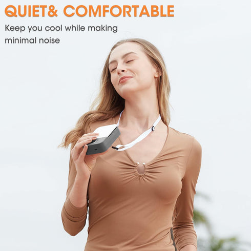 Andwing Portable Neck Fan Rechargeable, Mini Fan Handheld with Waist Clip 3 Speed Adjustable, Leafless Personal Fan for Home Office Outdoor Travel...