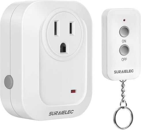 SURAIELEC Remote Control Outlet, 100FT Long Range Wireless Light Switch, No Interference, Indoor Plug for Lamps, Fans, Christmas Trees, Small Appl...