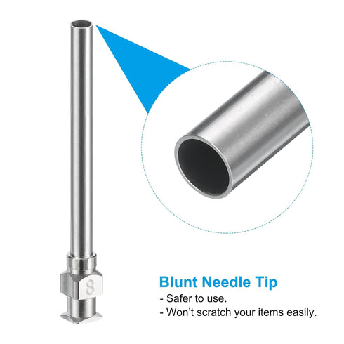 PATIKIL 8Ga x 1.5 Inch Stainless Steel Dispensing Needle Tips, 12Pcs Metal Glue Needle Tube Blunt Tips Luer Lock for Thick Glue Ink Lab, Silver...