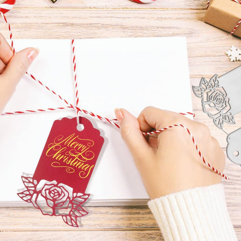 4pcs Gift Box Die Cut for Card Making, AIFUDA Label Tag Cutting Dies Flower Metal Cutting Die Plant Label Embossing Stencils Template for DIY Scra...