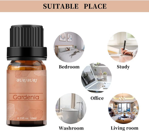 BURIBURI Gardenia Essential Oil 100% Pure Gardenia Fragrance Oil, Undiluted, Natural, Organic Aromatherapy Oil Essential Oils 10ML for Soap Candle...