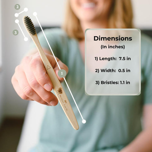 Bamboo Charcoal Toothbrush Pack, Medium Soft Bristle Brush, Charcoal Infused Bristles, Biodegradable & Eco Friendly, Sustainable Bamboo (Pack of 4...