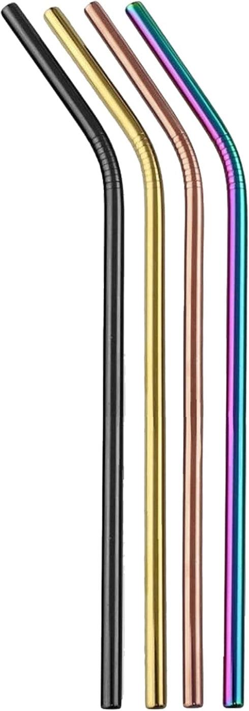 Ello Impact Stainless Steel Reusable Straws with Cleaning Brush, 4 Piece, Metallics...