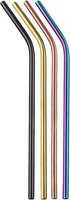 Ello Impact Stainless Steel Reusable Straws with Cleaning Brush, 4 Piece, Metallics...