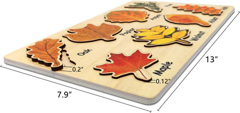 Leaf Wooden Jigsaw Puzzles Educational Learning Stem Toys Boys Girls Birthday Gift Colorful Shape...