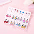 Bevan 24 Pairs Hypoallergenic Clip-on Earrings for Girls Cute Multiple Animal Flamingo Mermaid Butterfly Alpaca Whale Stud Earrings for Little Gir...