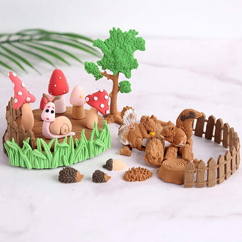 3Pcs/Set Forest Animal Silicone Fondant Molds Squirrel Chocolate Candy Mould Lumberjack Woodland Stump Pine Cones Wooden Tree Trunk Polymer Clay M...