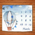 Blue Baby Monthly Milestone Blanket, Cartoon Hot Air Balloon Star Newborn Photo Baby Memory Blanket Nursery Baby Swaddle Blanket, 48x40 Inches BTX...