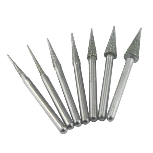 Luo ke 7 Pcs Diamond Burr Sets,1/8'' Shank Long Cone Shape Diamond Mounted Grinding Bits for Dremel Rotary Tool,Hand Drill (D Type)...