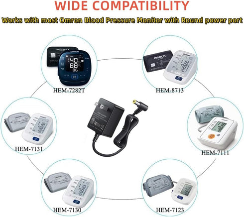 SoulBay AC Adapter for Omron Healthcare Blood Pressure Monitor 5 Series 7 Series 10 Series DC 6V 1A Power Supply Charger Hem-ADPTW5 Replacement Co...