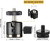 UTEBIT Mini Ball Head, Tripod Head with 1/4" hot Shoe, 360° Rotatable Ball Heads Camera Mount Adapter, Aluminium 20mm Ballhead Compatible with Tri...