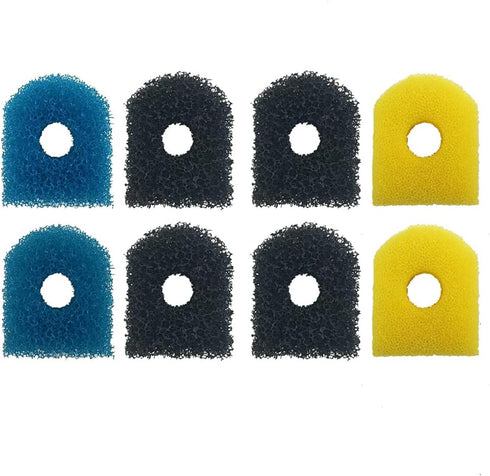 Kulife Aquarium Replacement Filter Sponge, Fish Tank Filter Replacement Parts, 8 Sponge Blocks(2 x Coarse Sponge, 2 x fine Sponge, 4 x Carbonized ...