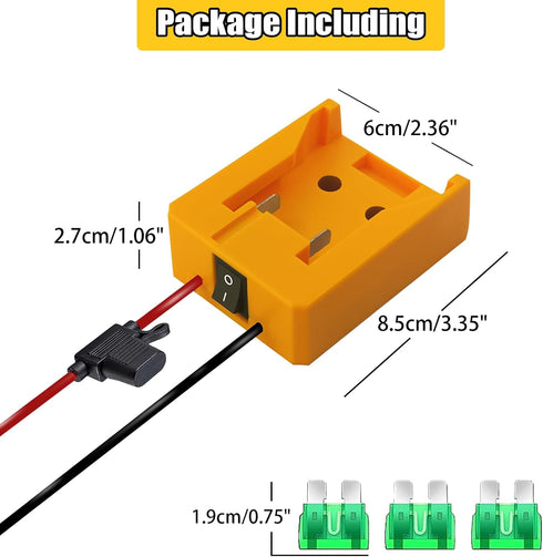 EID 2 Pack for Power Wheels Adapter Fit for Dewalt 20V Battery, with Wire Connector, 14 Gauge Wire, 30Amp Fuse, DIY Use for Rc Car, Robotics, Rc T...