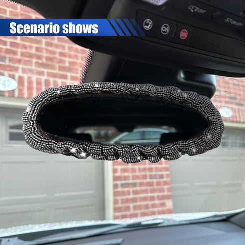 Bling Rearview Mirror Cover, Elastic Plush Car Rear View Mirror Protector with Shiny Rhinestones, Crystal Car Rearview Decorative Cover Charm, Car...