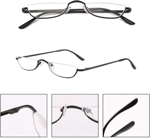 Half Reading Glasses?Metal Frame Readers for Women Men with Pouch (2 Pairs 3.0)...